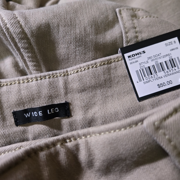 Simply Vera Vera Wang Sailor-Style Stretch Denim Wide Leg Crop Pants - Size 8 - Picture 4 of 9